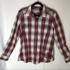Harley Davidson L/S Red Plaid Shirt size L